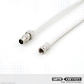 Coax RG 6 kabel, IEC naar F, 5 m, m/m